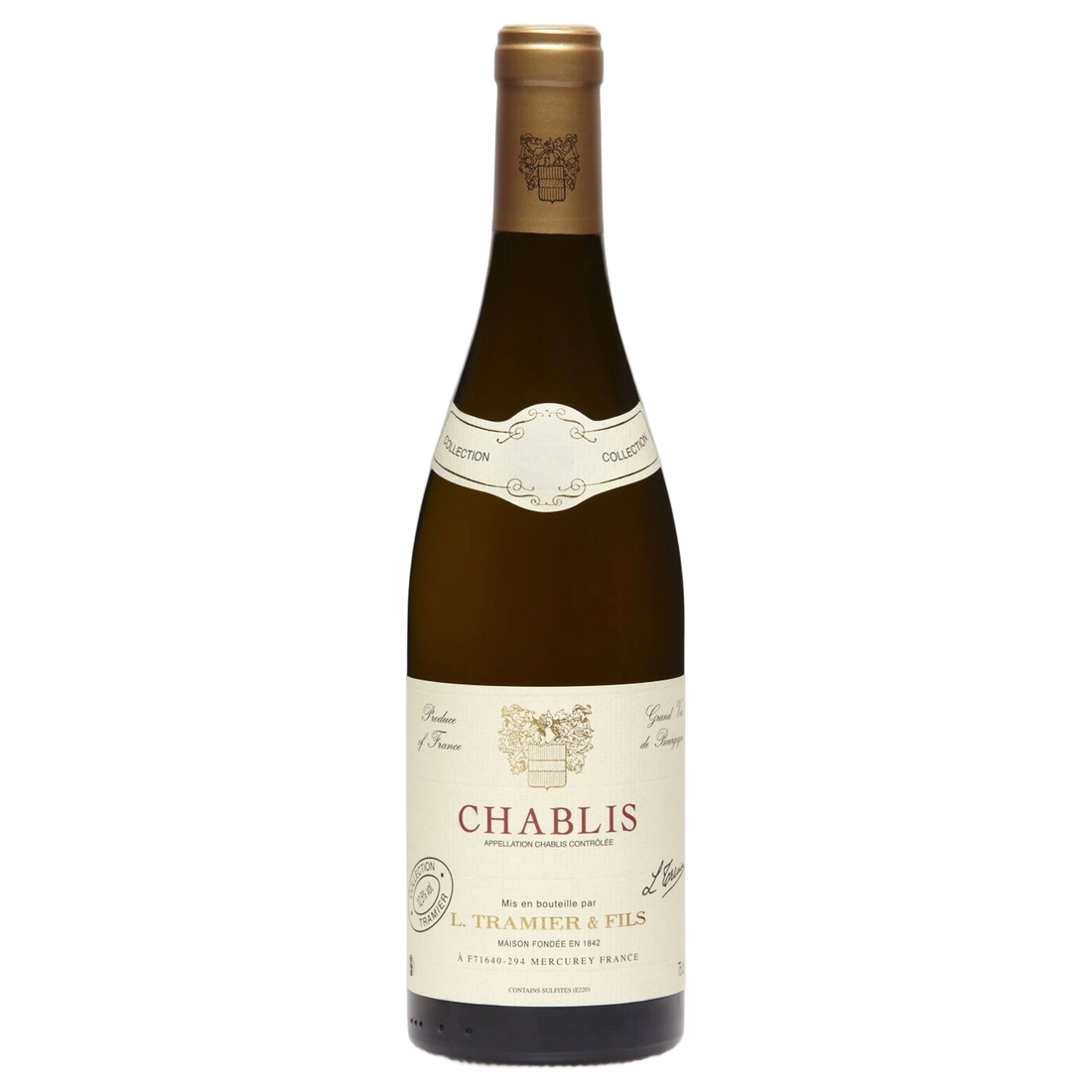 A bottle of Tramier Chablis AOP Chablis 2025 750ml White Wine