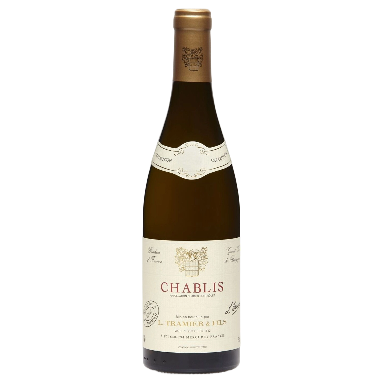 A bottle of Tramier Chablis AOP Chablis 2025 750ml White Wine