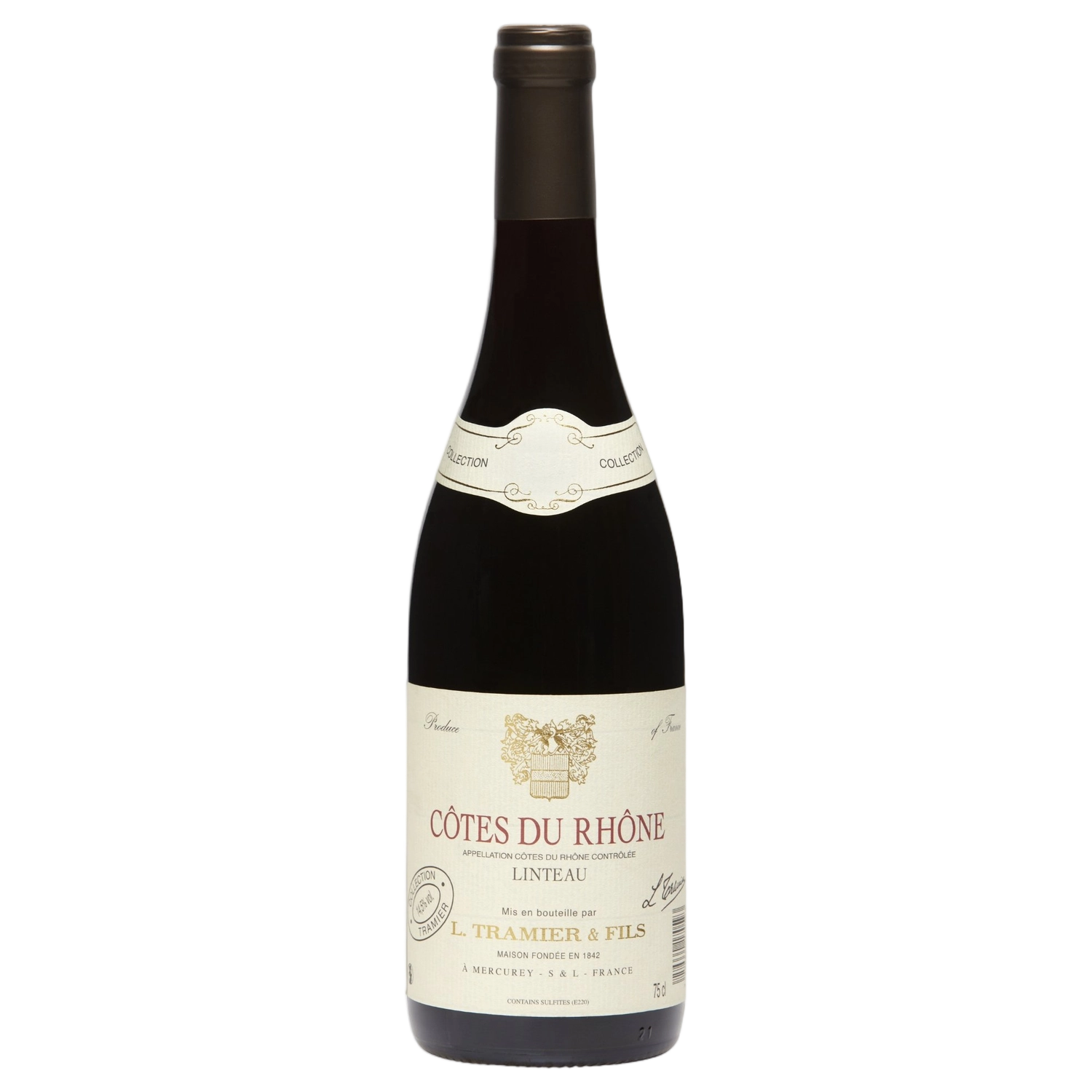 A bottle of Tramier Linteau AOP Cotes du Rhone Red 2023 750ml Red Wine