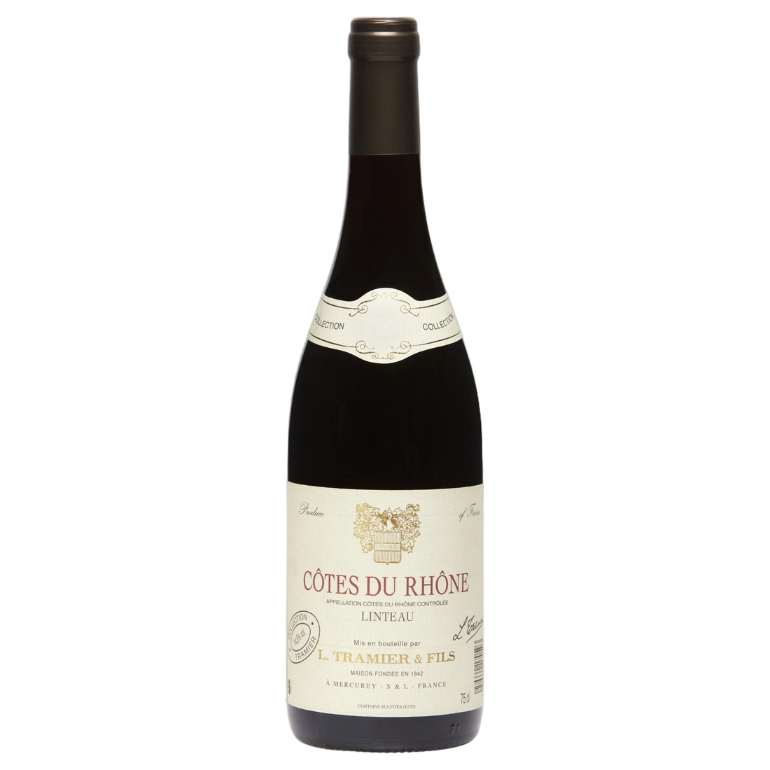 A bottle of Tramier Linteau AOP Cotes du Rhone Red 2025 750ml Red Wine