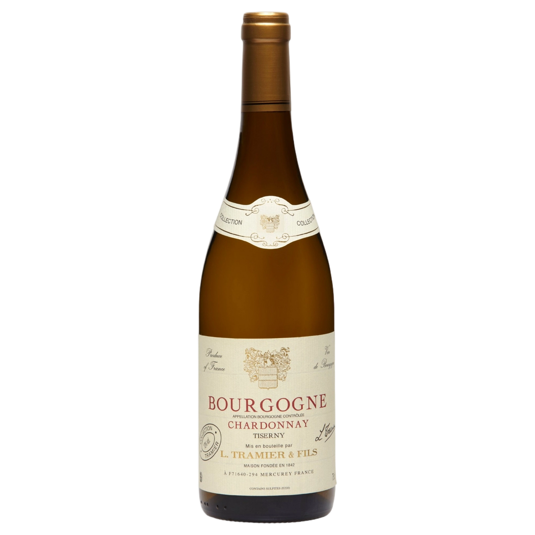 A bottle of Tramier Tiserny Chardonnay AOP Bourgogne 2023 750ml White Wine