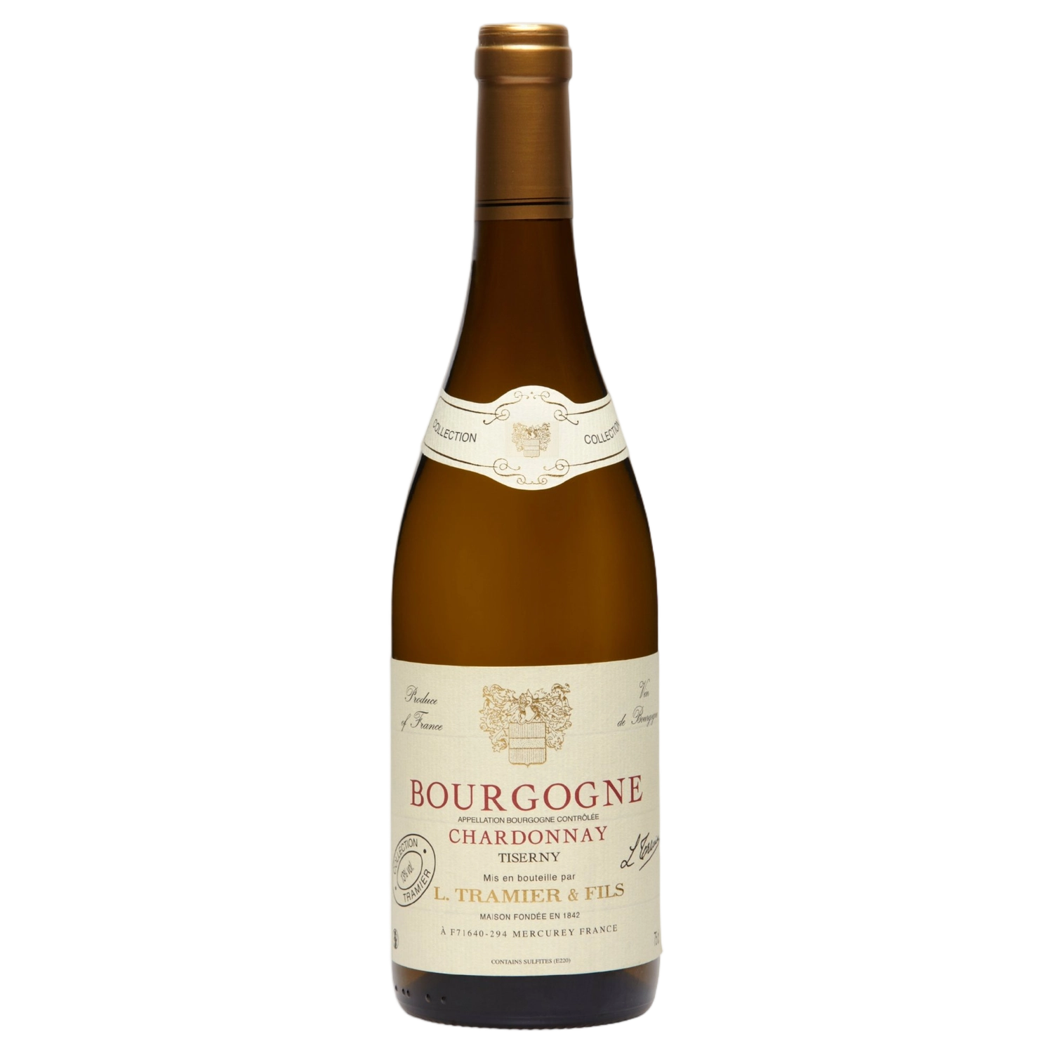 A bottle of Tramier Tiserny Chardonnay AOP Bourgogne 2024 750ml White Wine