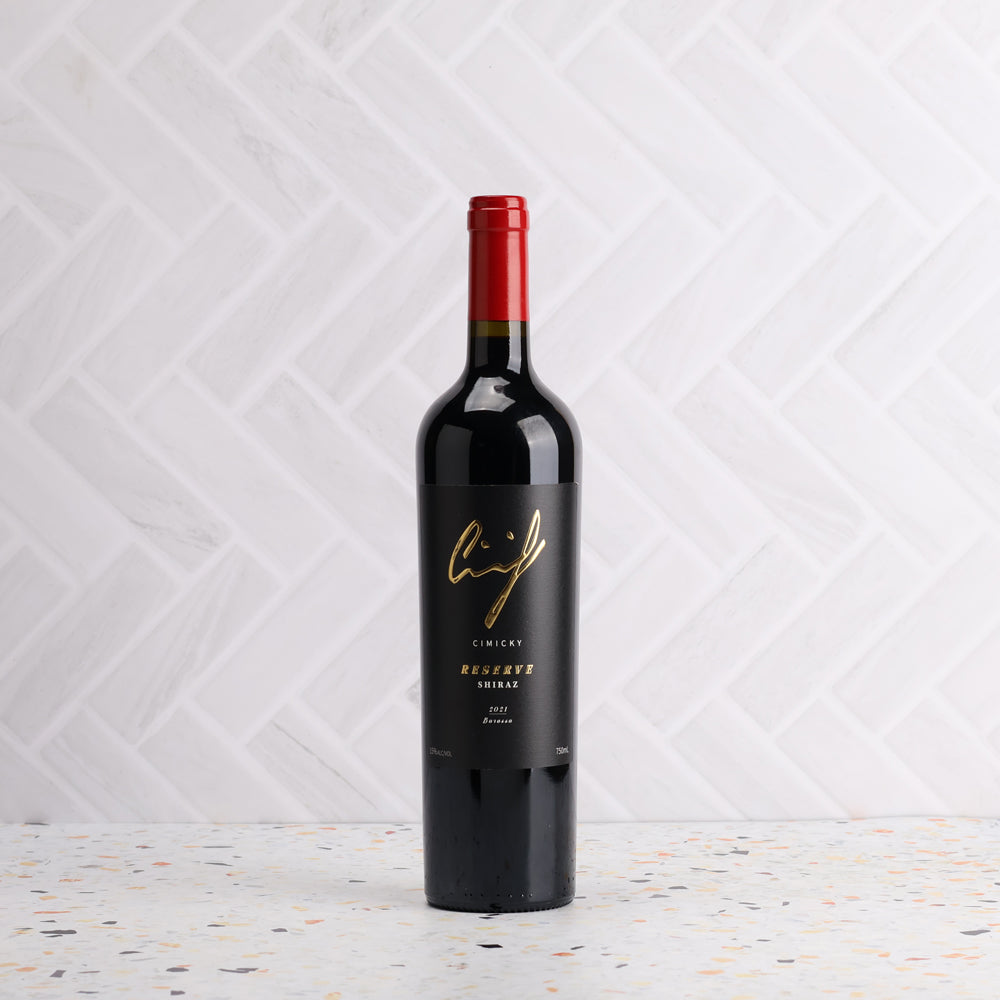 A bottle of Cimicky Reserve Shiraz 2021 750ml Red Wine