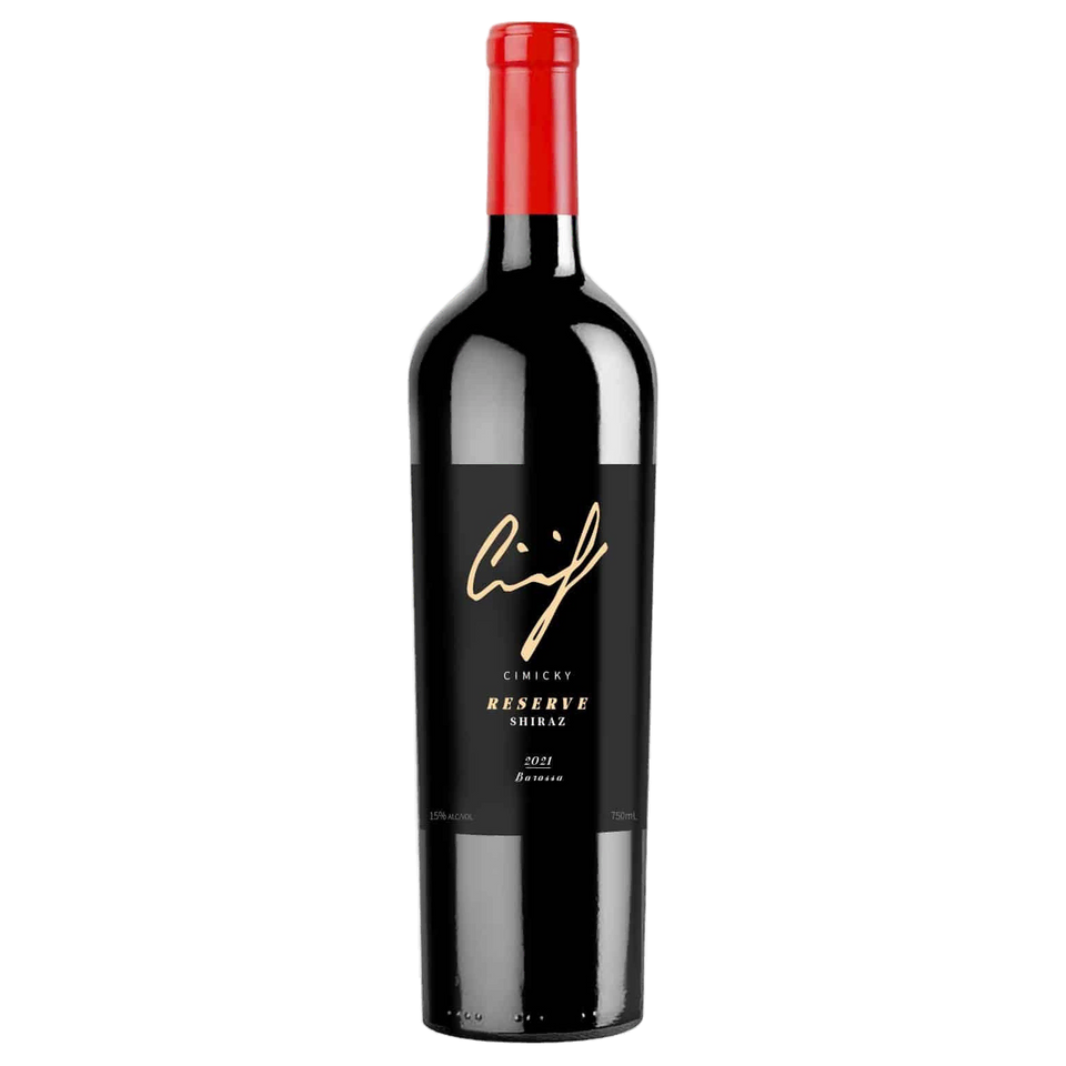 A bottle of Cimicky Reserve Shiraz 2021 750ml Red Wine