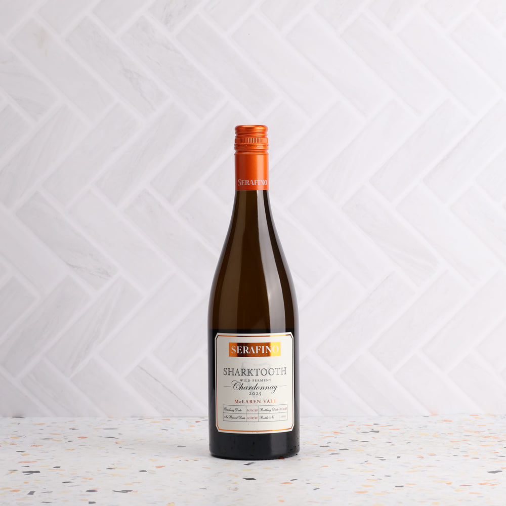 A bottle of Serafino Sharktooth Chardonnay 2025 750ml White Wine