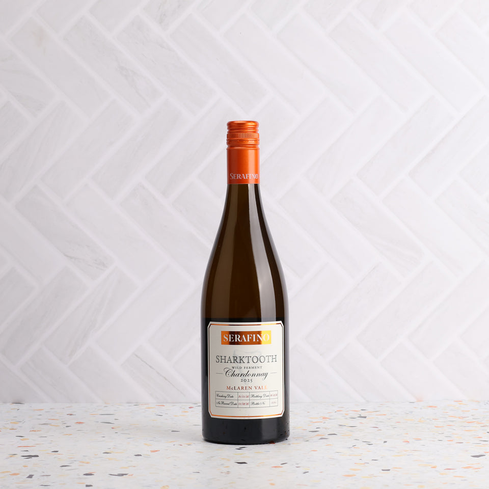 A bottle of Serafino Sharktooth Chardonnay 2025 750ml White Wine