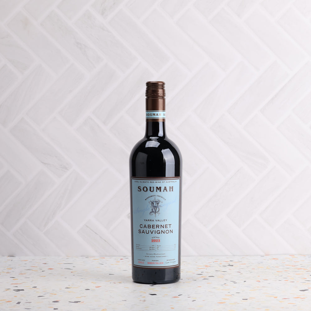 A bottle of SOUMAH Single Vineyard Seville Yarra Valley Cabernet Sauvignon 2023 750ml Red Wine