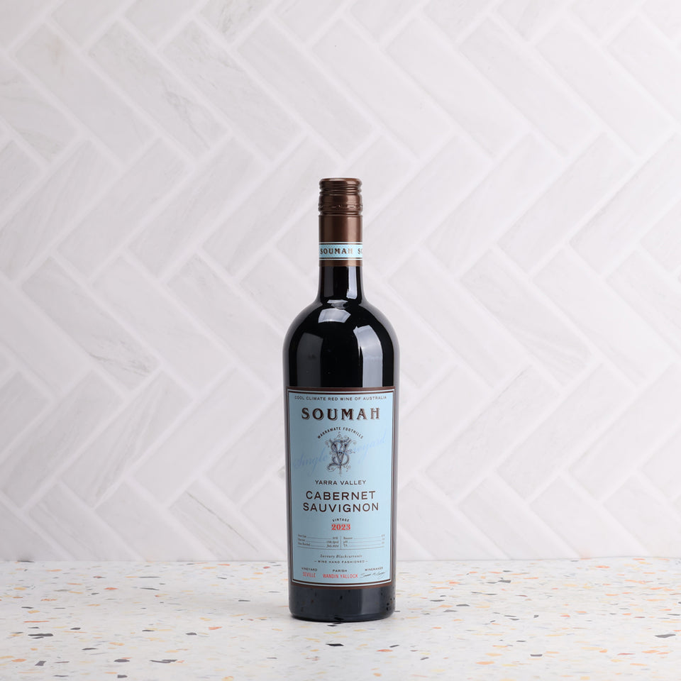 A bottle of SOUMAH Single Vineyard Seville Yarra Valley Cabernet Sauvignon 2023 750ml Red Wine
