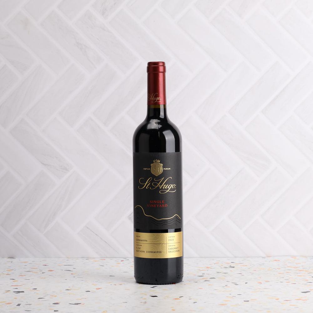 A bottle of St Hugo Single Vineyard Flint Coonawarra Cabernet 2020 750ml Red Wine