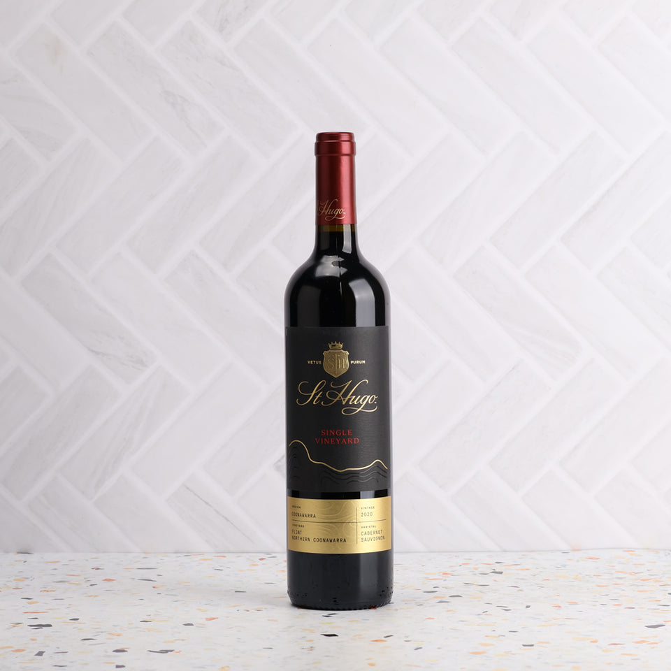 A bottle of St Hugo Single Vineyard Flint Coonawarra Cabernet 2020 750ml Red Wine