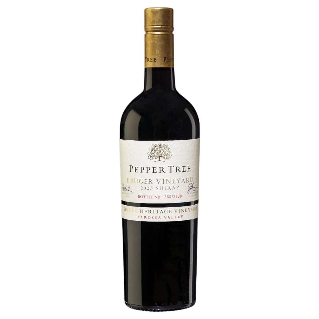 A bottle of Pepper Tree Single Vineyard Kruger Vineyard Barossa Valley Shiraz 2023 750ml Red Wine