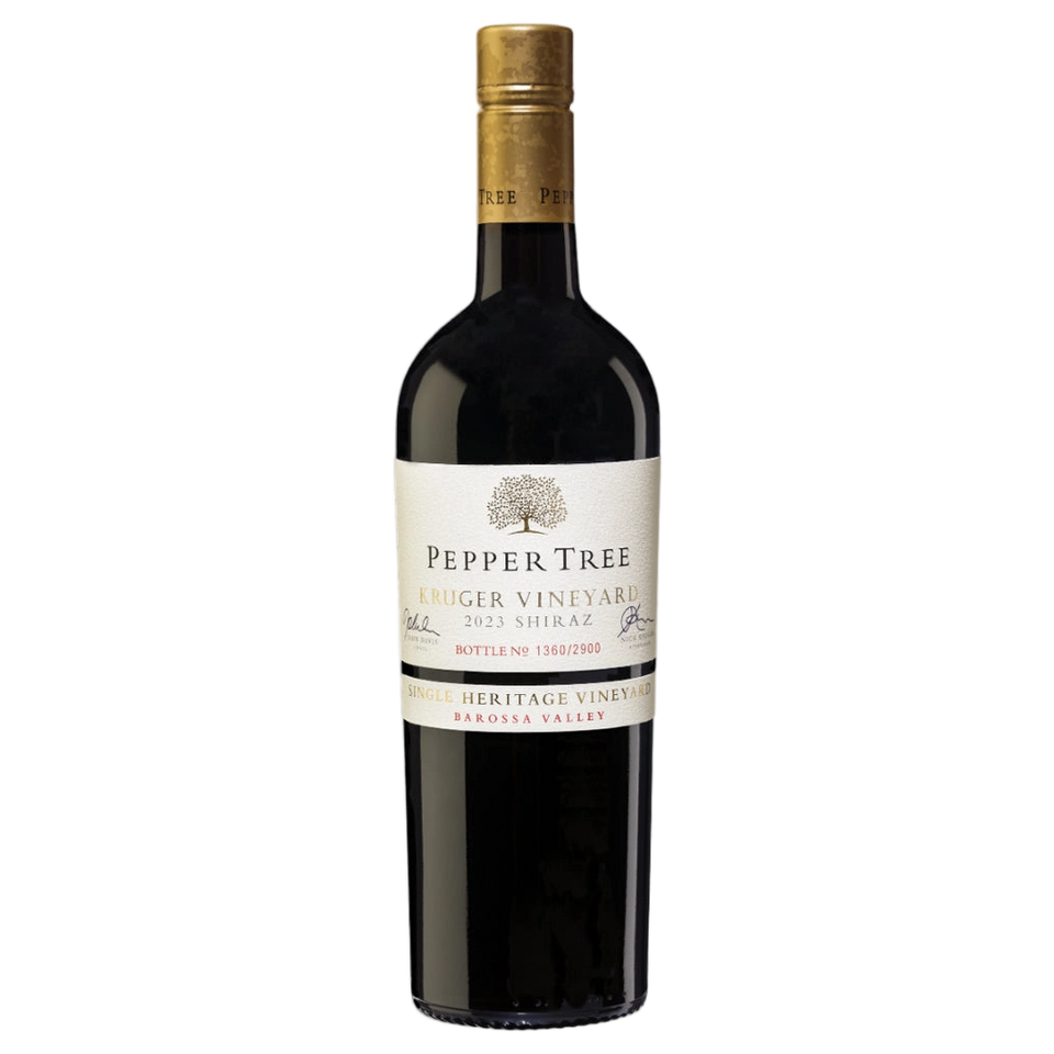 A bottle of Pepper Tree Single Vineyard Kruger Vineyard Barossa Valley Shiraz 2023 750ml Red Wine