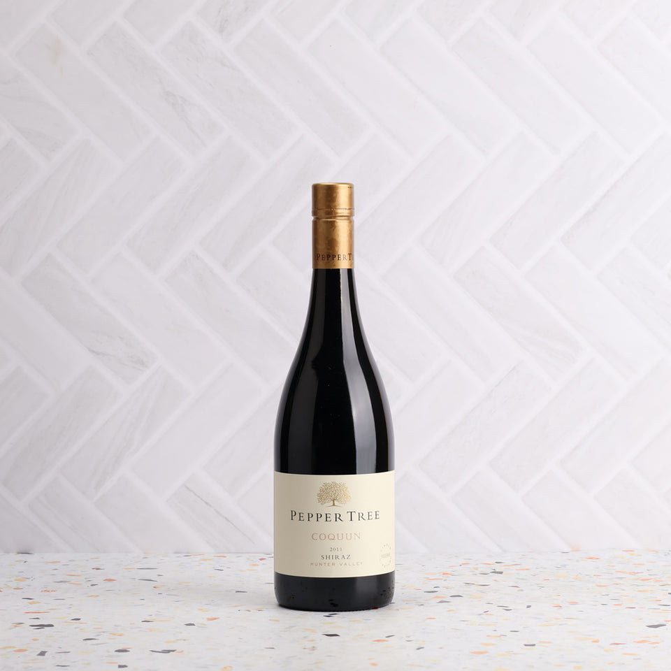 A bottle of Pepper Tree Single Vineyard Coquun Shiraz 2011 750ml Red Wine