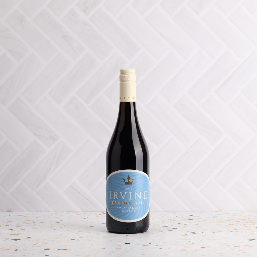 A bottle of Irvine Spring Hill Merlot 2021 750ml Red Wine