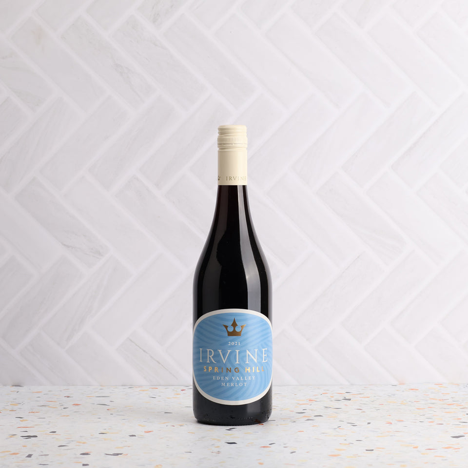 A bottle of Irvine Spring Hill Merlot 2021 750ml Red Wine