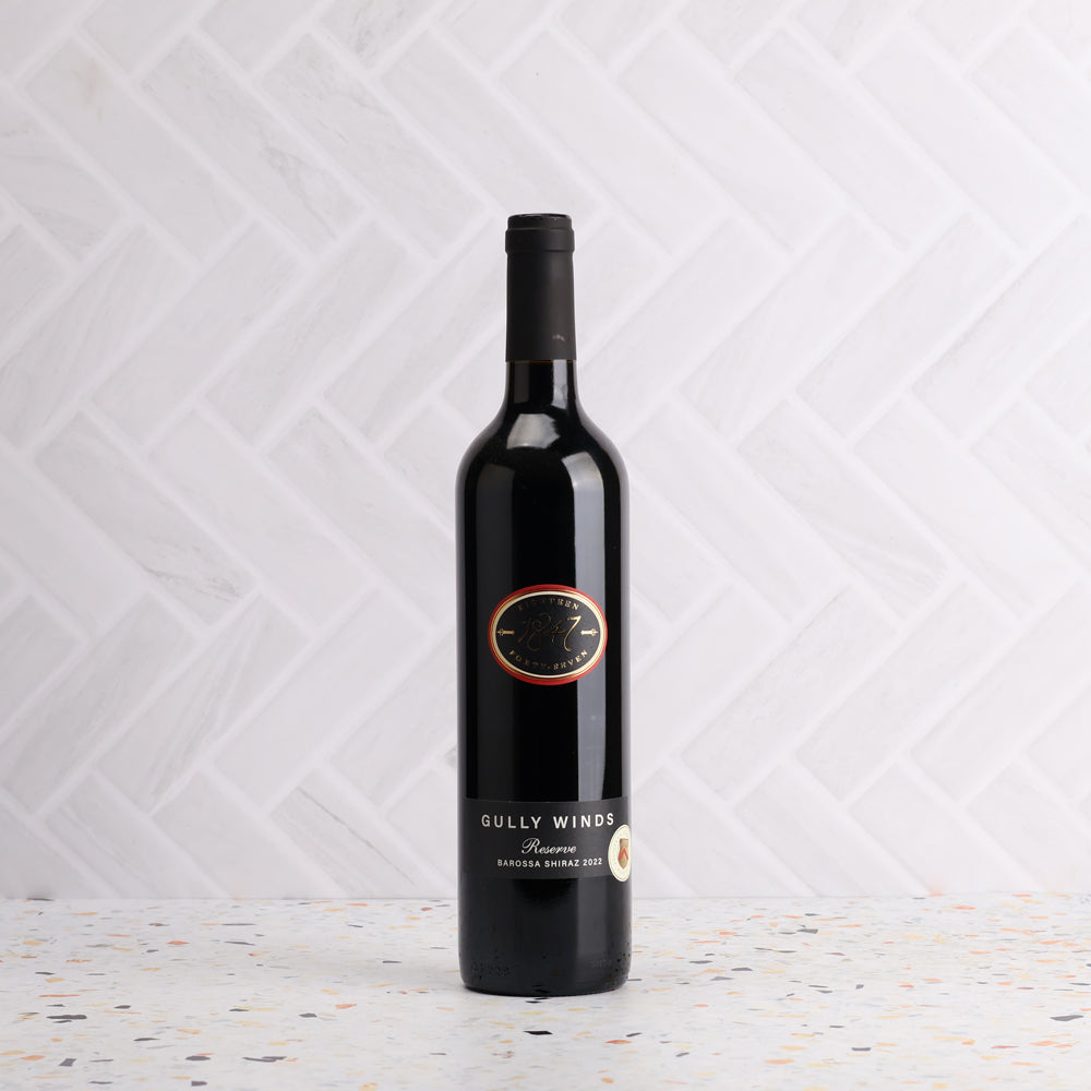 A bottle of 1847 Gully Winds Cellar Reserve Barossa Shiraz 2022 750ml Red Wine
