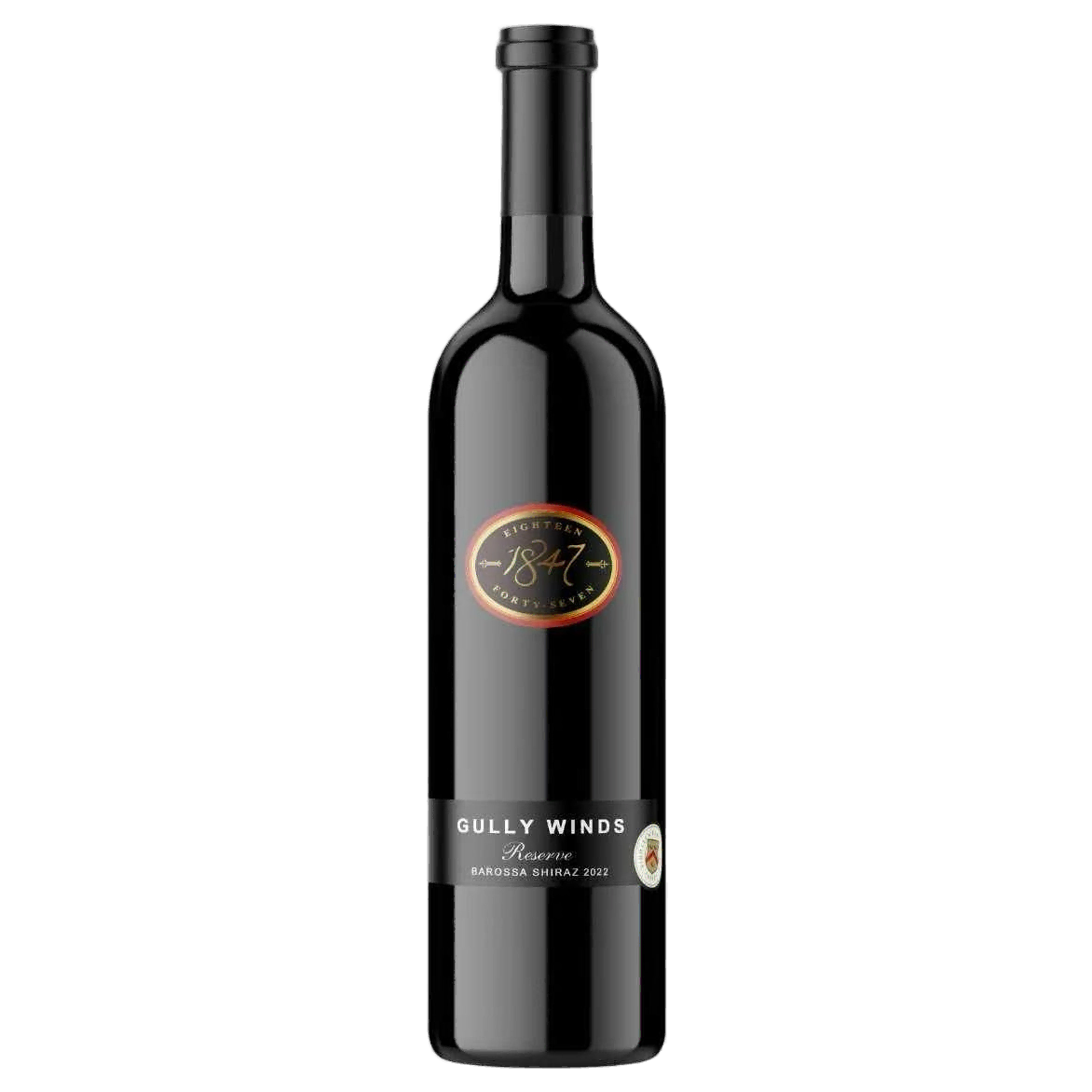 A bottle of 1847 Gully Winds Cellar Reserve Barossa Shiraz 2022 750ml Red Wine