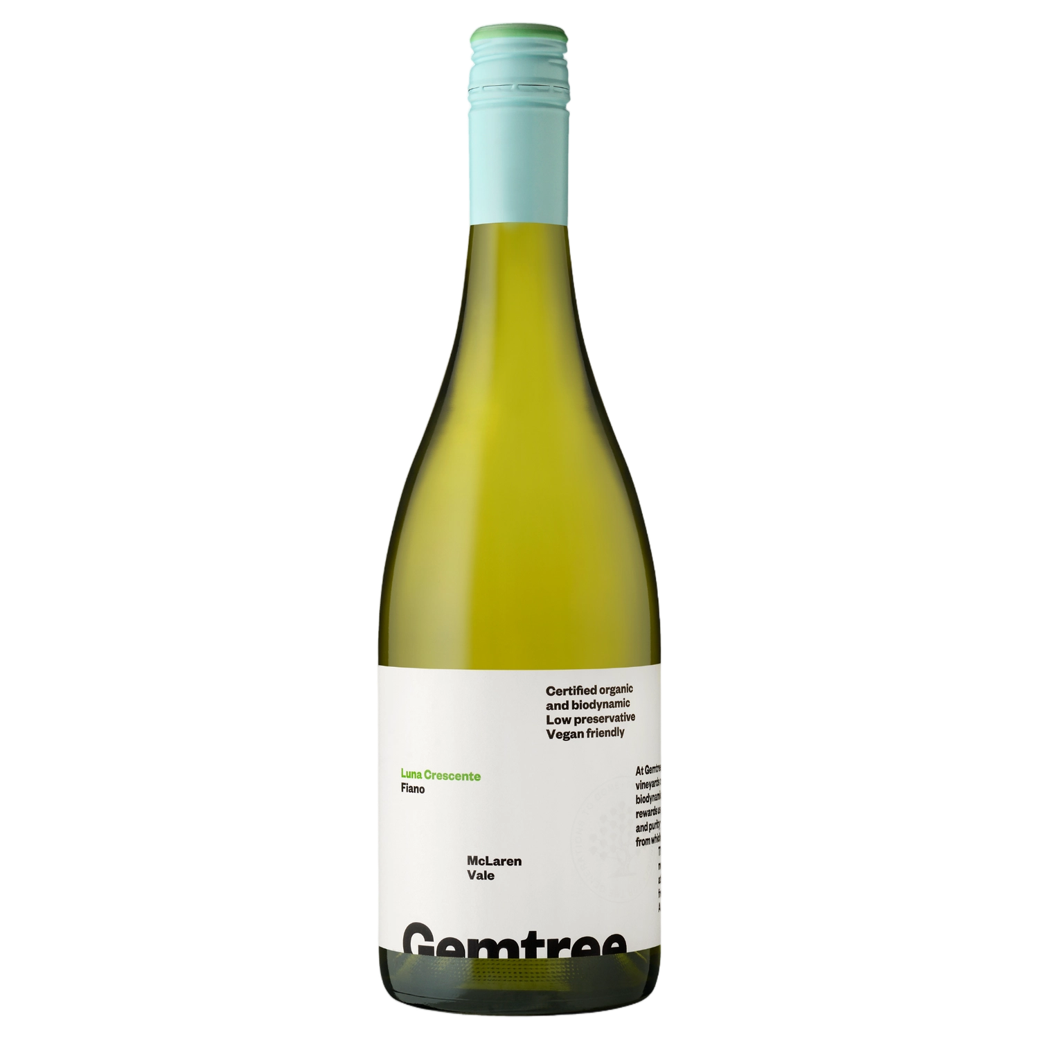 A bottle of Gemtree Luna Crescente Fiano 2025 750ml White Wine
