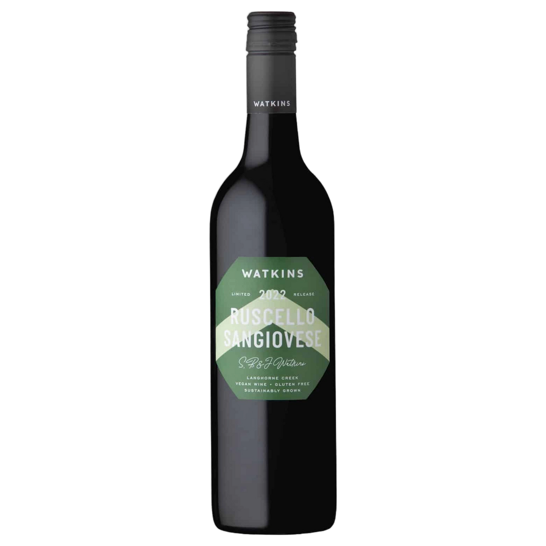 A bottle of Watkins Ruscello Sangiovese 2022 750ml Red Wine