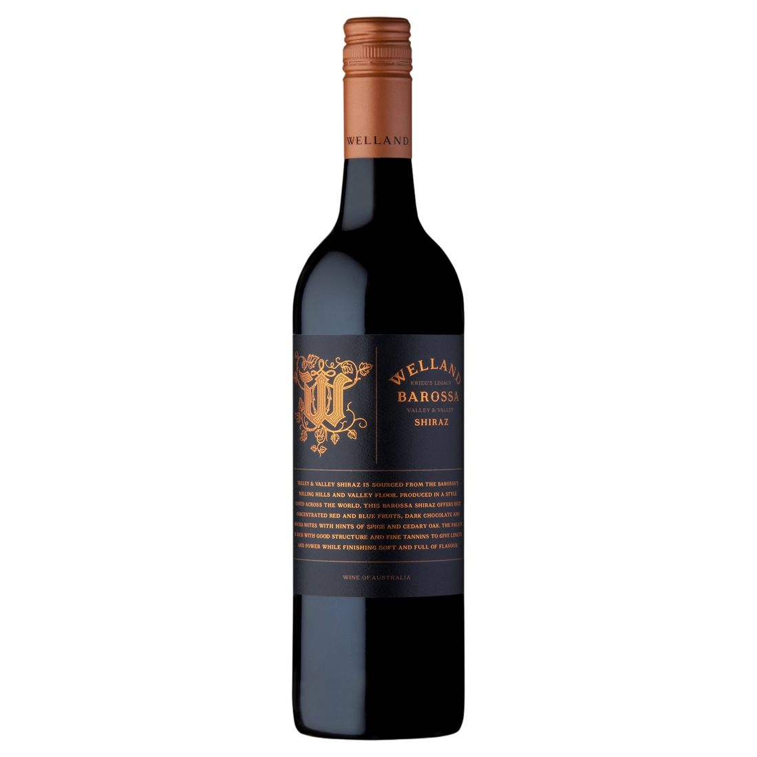 A bottle of Welland Valley and Valley Barossa Shiraz 2024 750ml Red Wine