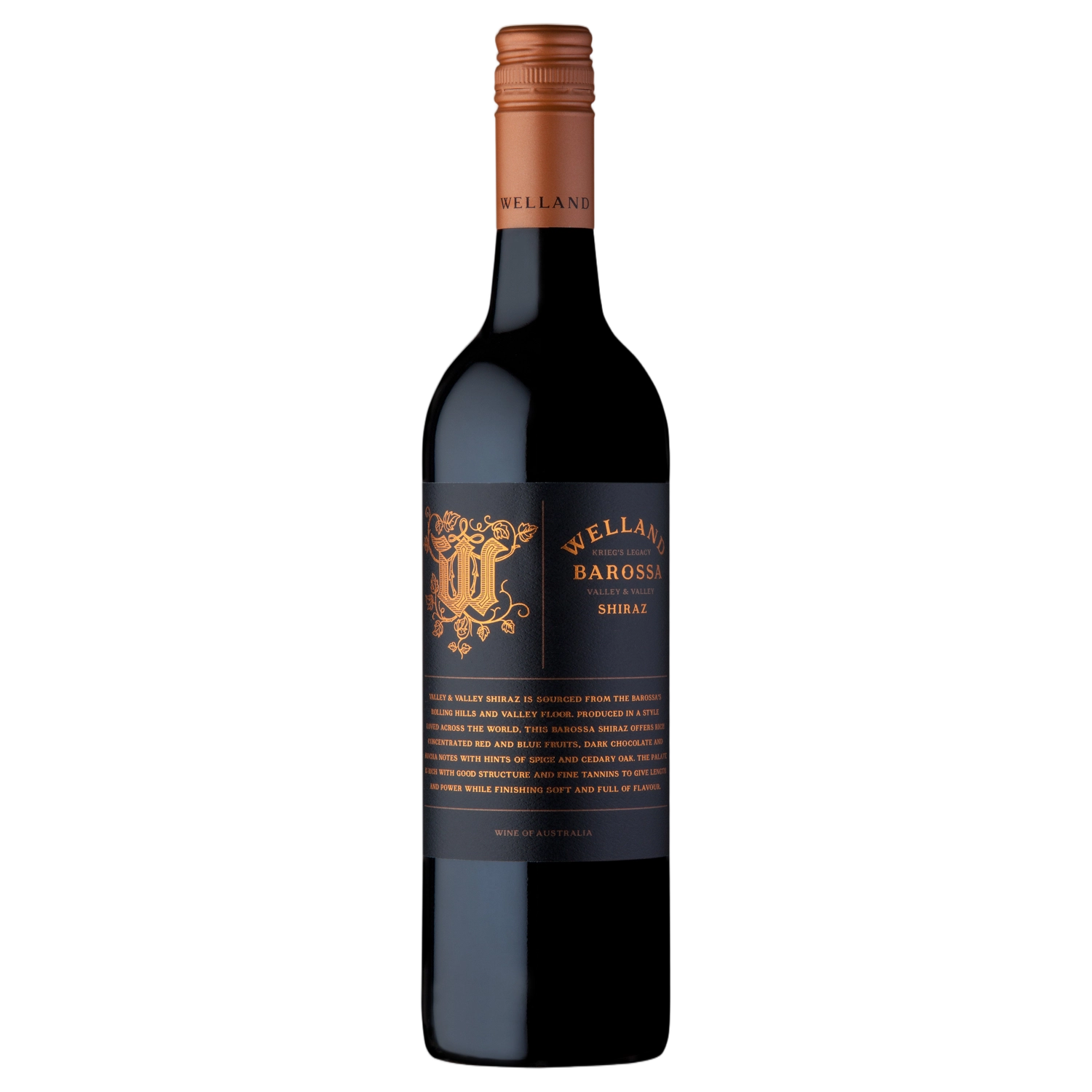 A bottle of Welland Valley and Valley Barossa Shiraz 2024 750ml Red Wine