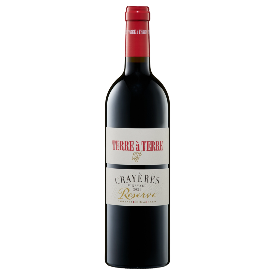 A bottle of Terre a Terre Crayeres Vineyard Reserve 2021 750ml Red Wine