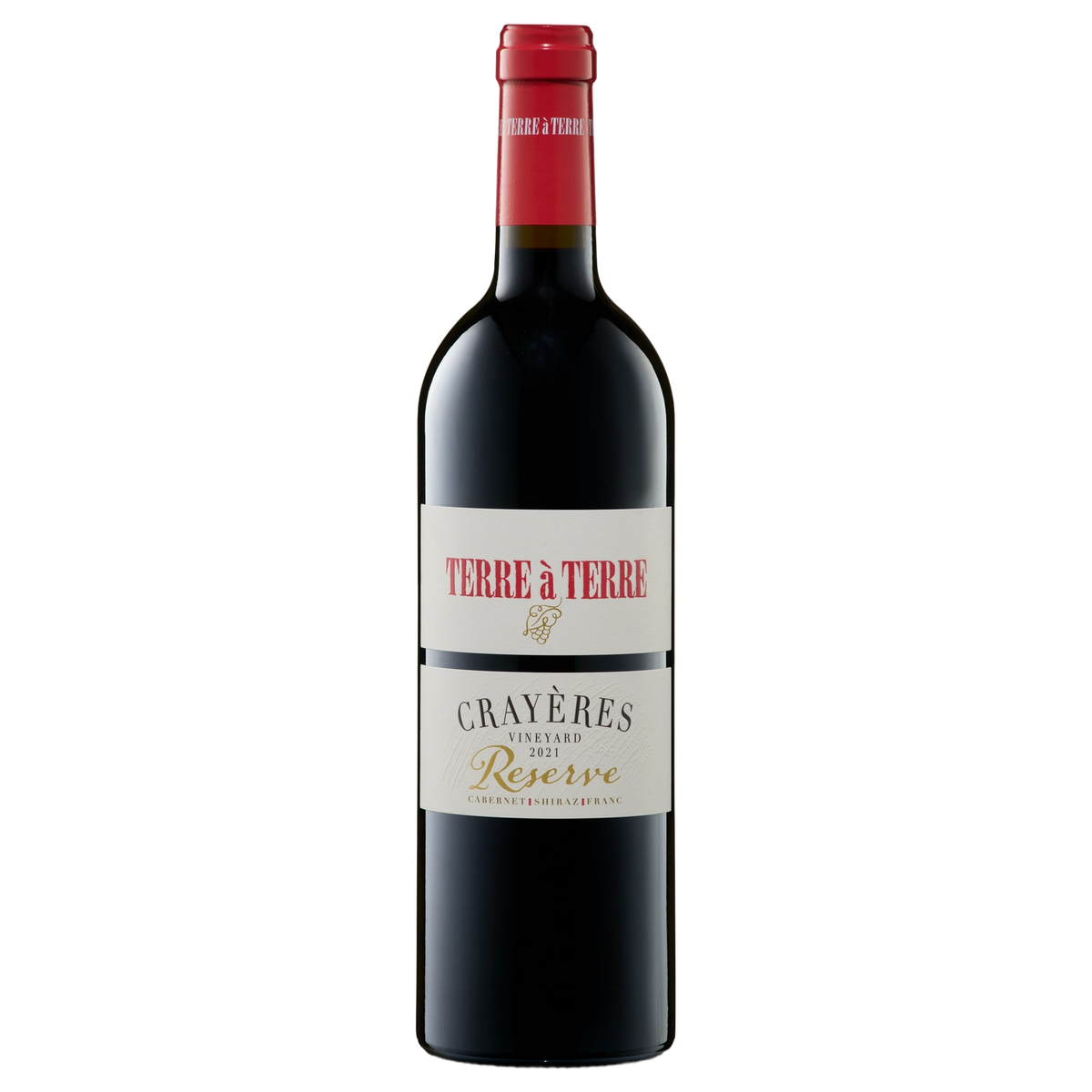 A bottle of Terre a Terre Crayeres Vineyard Reserve 2021 750ml Red Wine