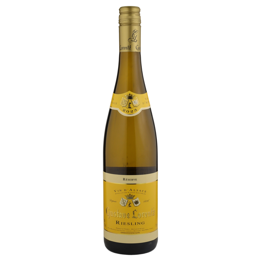 A bottle of Gustave Lorentz Riesling Reserve 2024 750ml White Wine
