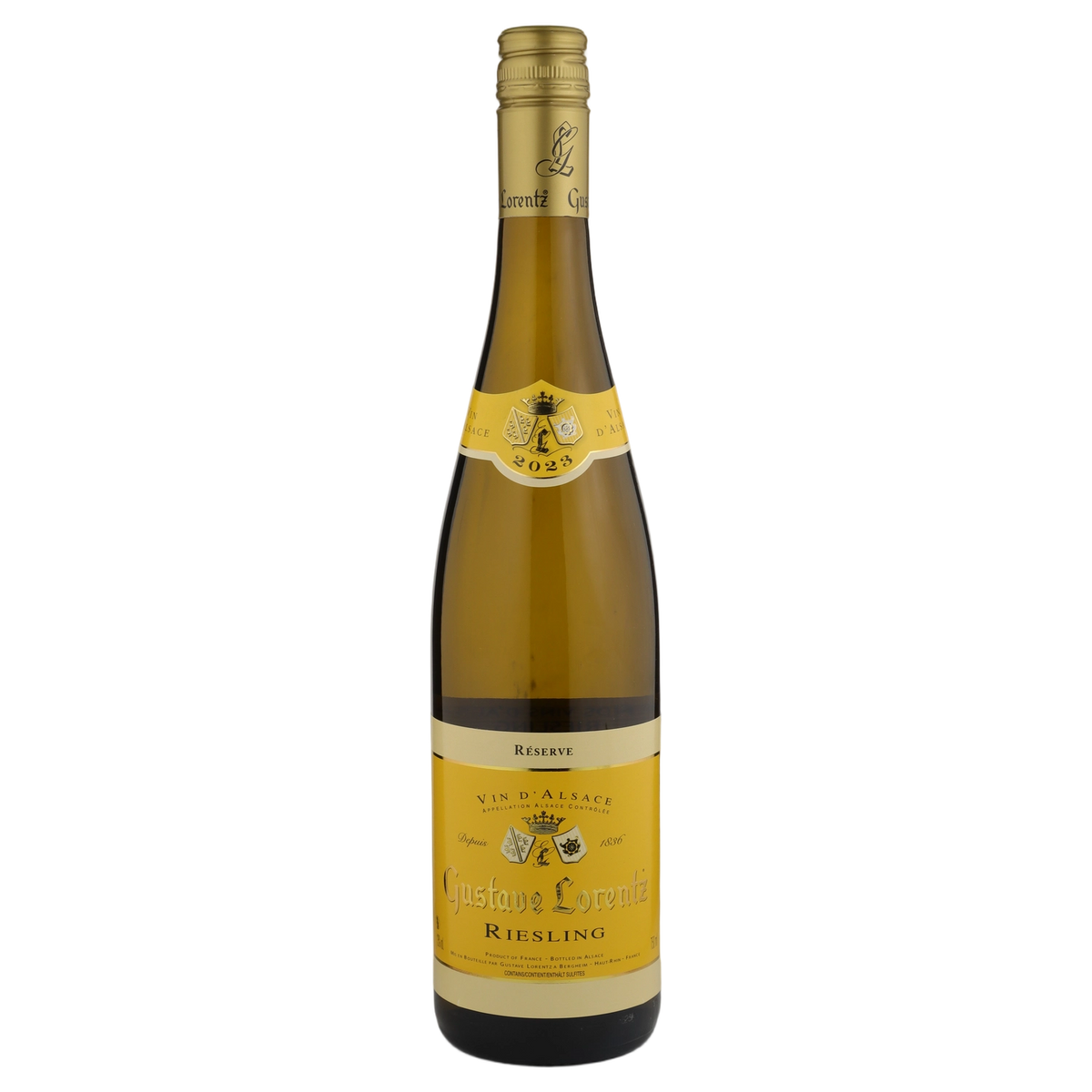 A bottle of Gustave Lorentz Riesling Reserve 2024 750ml White Wine