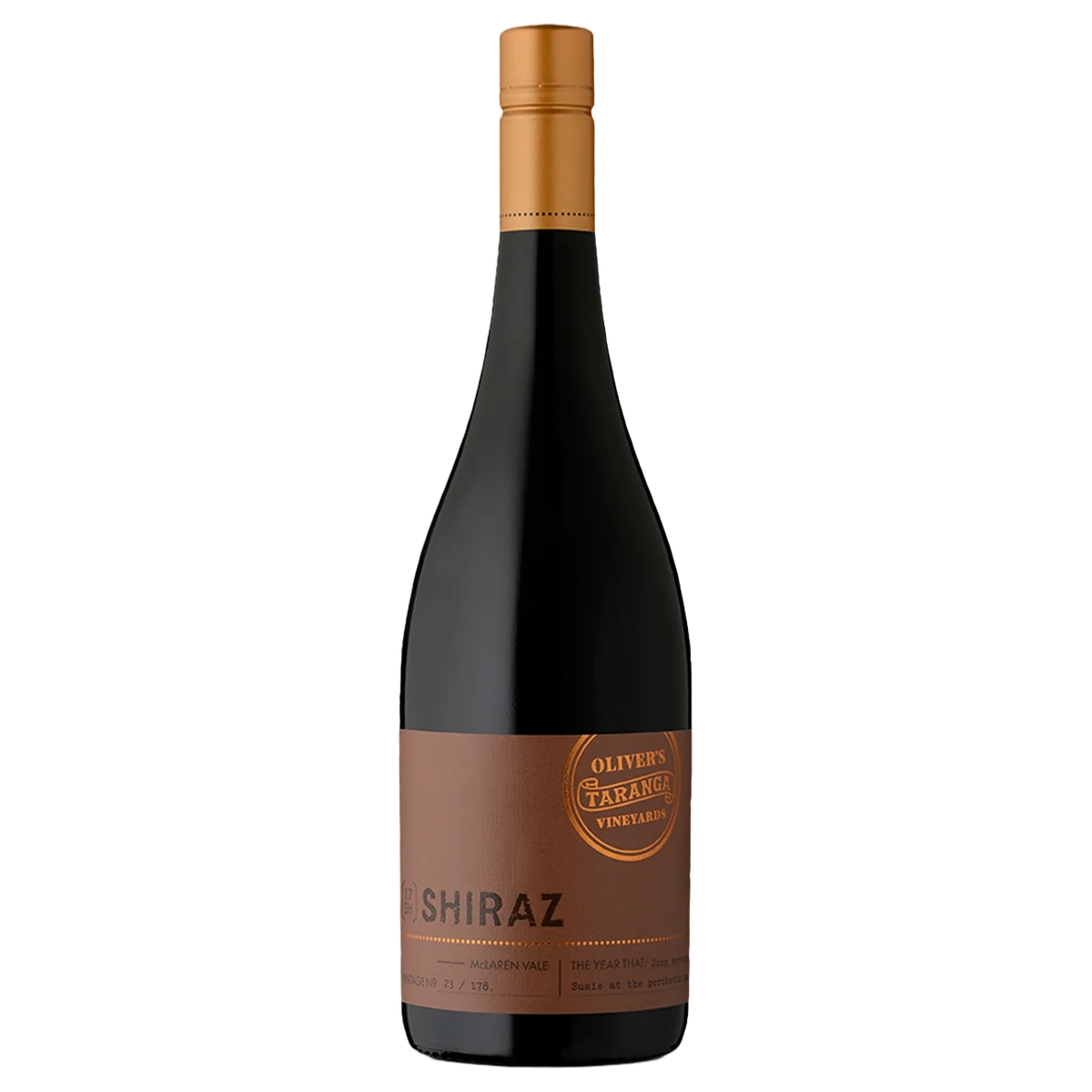 A bottle of Olivers Taranga Shiraz 2023 750ml Red Wine