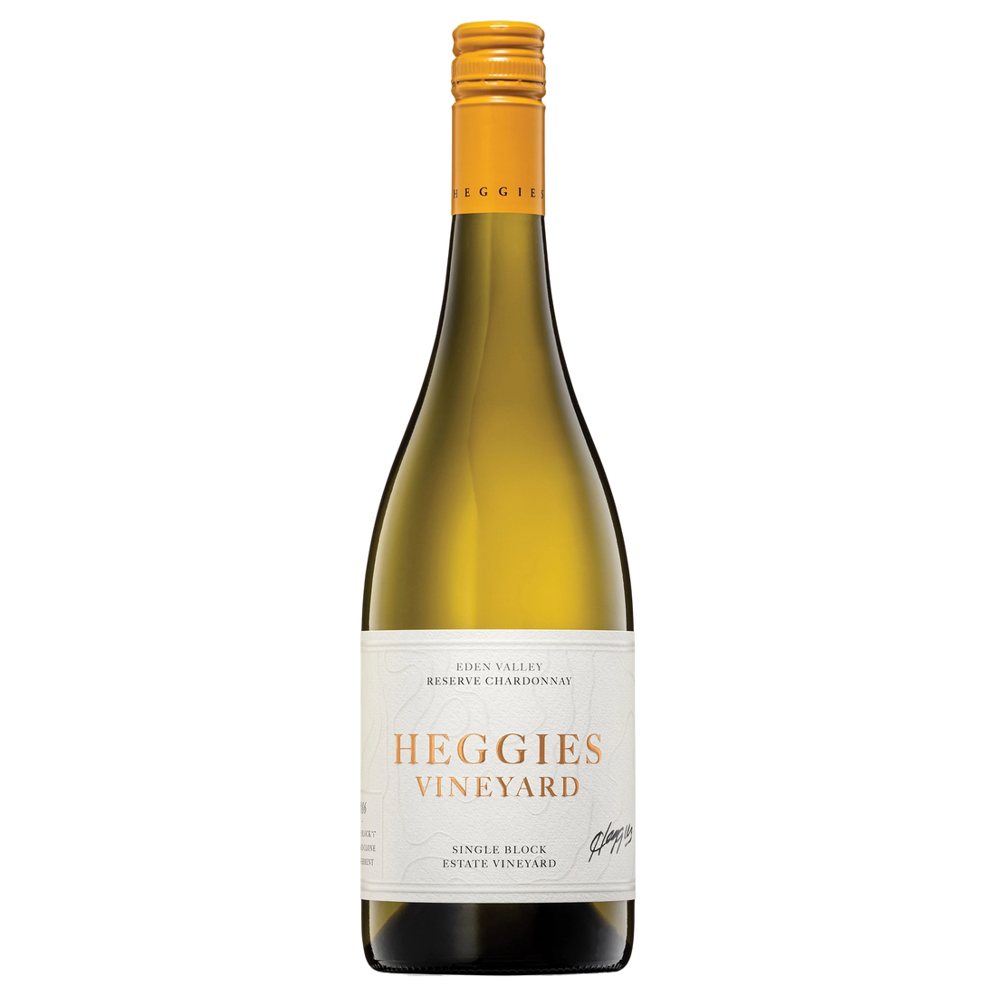 A bottle of Heggies Vineyard Reserve Chardonnay 2023 750ml White Wine