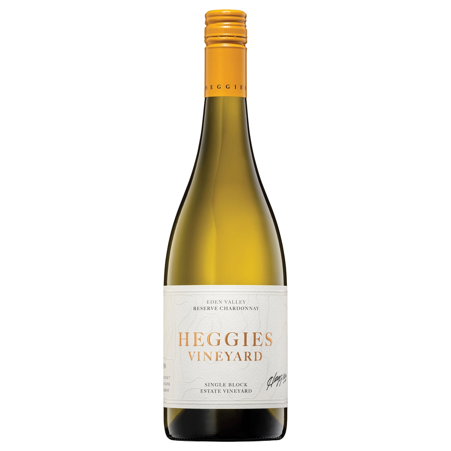 A bottle of Heggies Vineyard Reserve Chardonnay 2023 750ml White Wine