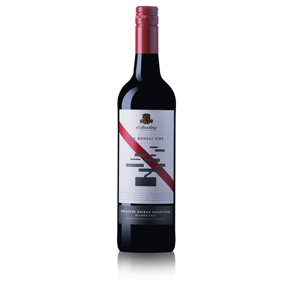 A bottle of d'Arenberg The Bonsai Vine Grenache Shiraz Mourvedre 2021 750ml Red Wine