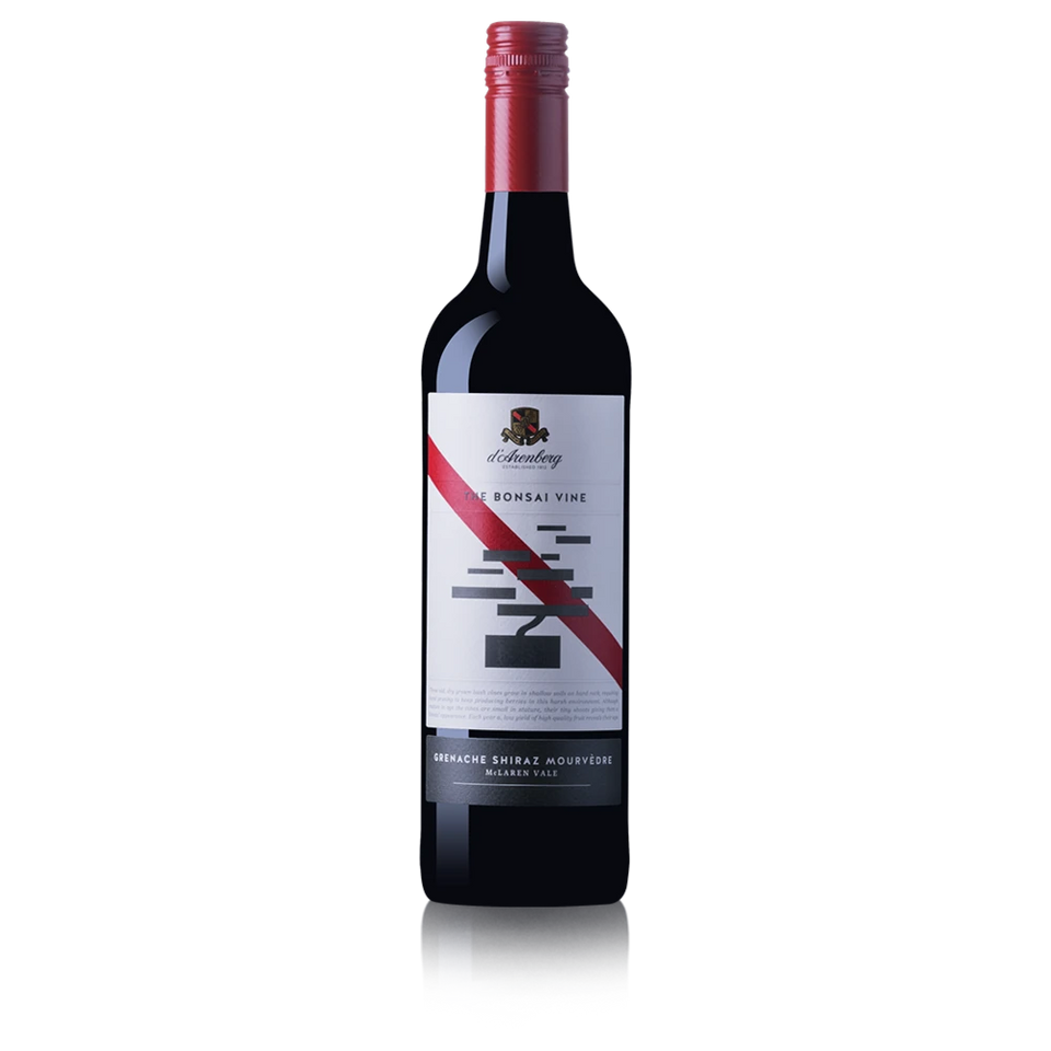 A bottle of d'Arenberg The Bonsai Vine Grenache Shiraz Mourvedre 2021 750ml Red Wine