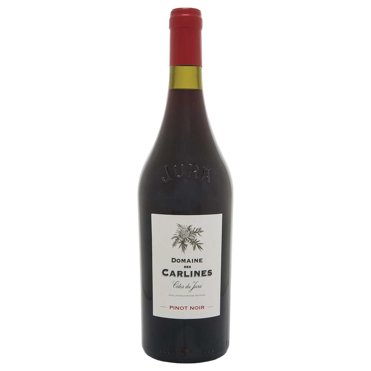 A bottle of Domaine des Carlines Côtes du Jura Pinot Noir 2024 750ml Red Wine