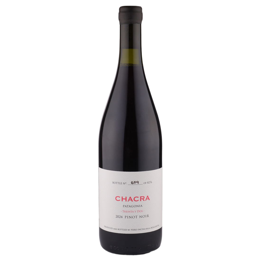 A bottle of Bodega Chacra Treinta Y Dos Pinot Noir 2024 750ml Red Wine