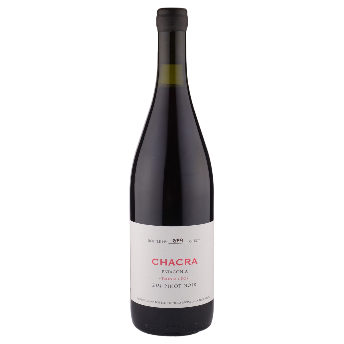 A bottle of Bodega Chacra Treinta Y Dos Pinot Noir 2024 750ml Red Wine
