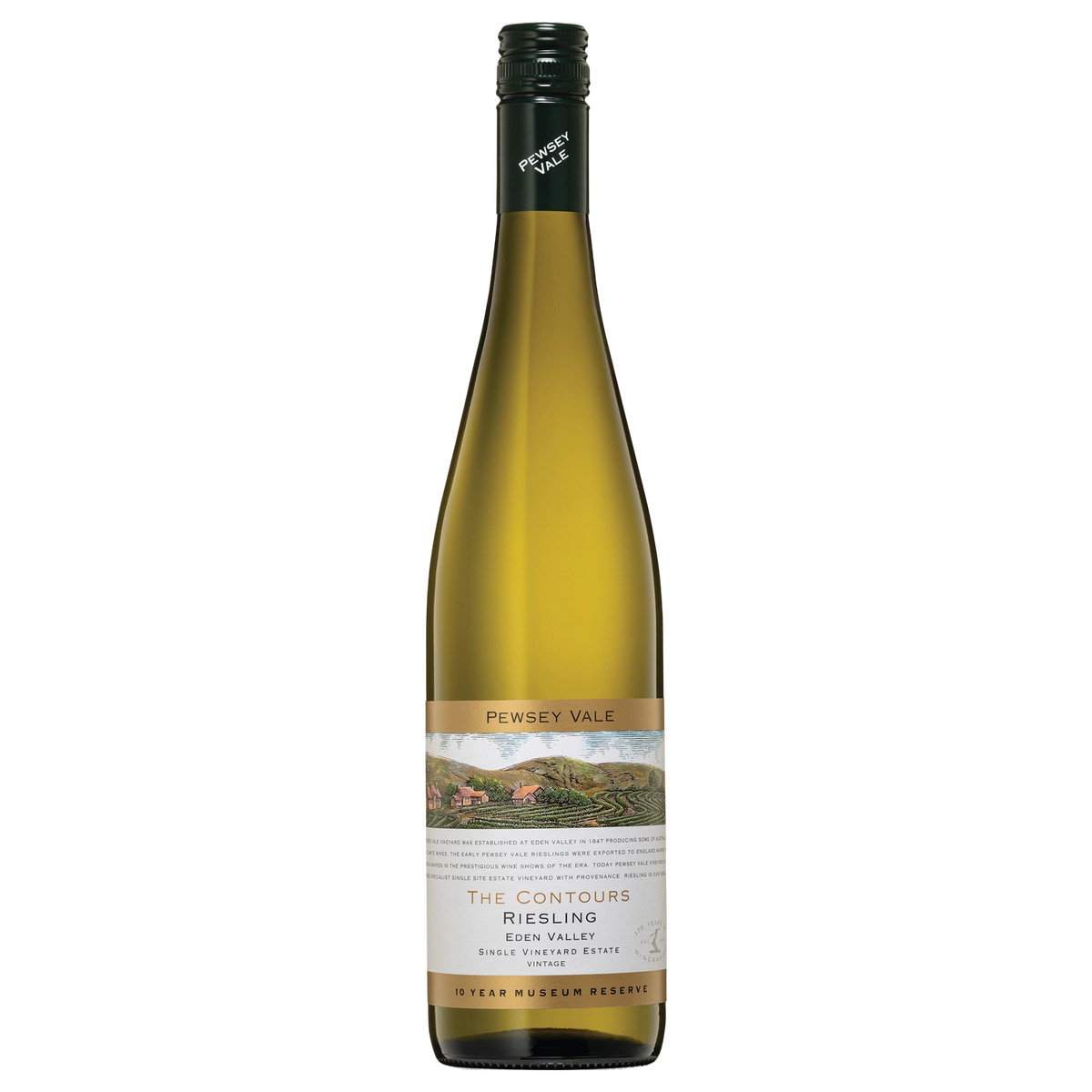 A bottle of Pewsey Vale Vineyard 10 Year Release The Contours Riesling 2016 750ml White Wine