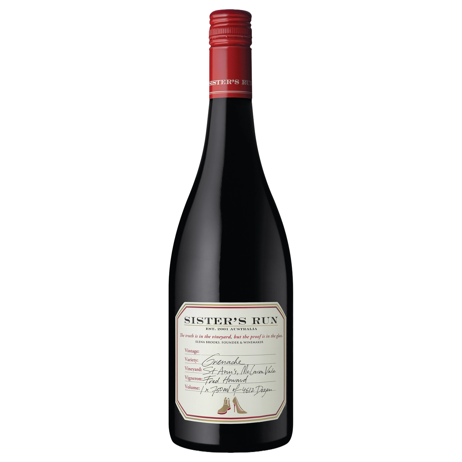 A bottle of Sister's Run St Ann's McLaren Vale Grenache 2023 750ml Red Wine