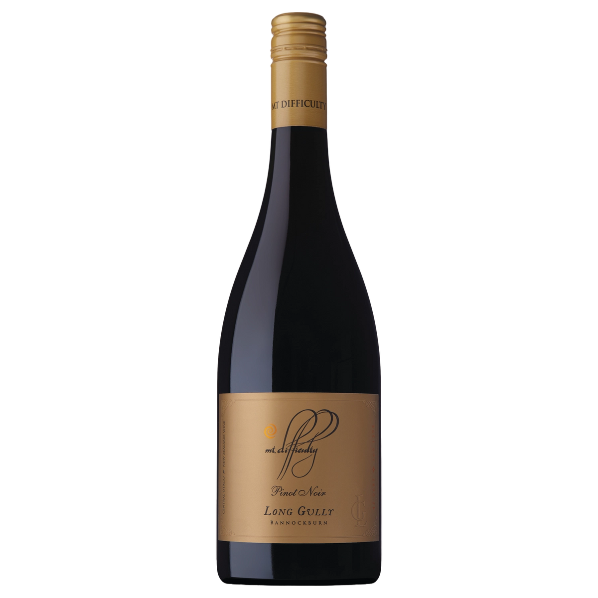A bottle of Mt Difficulty Long Gully Single Vineyard Pinot Noir 2019 750ml Red Wine