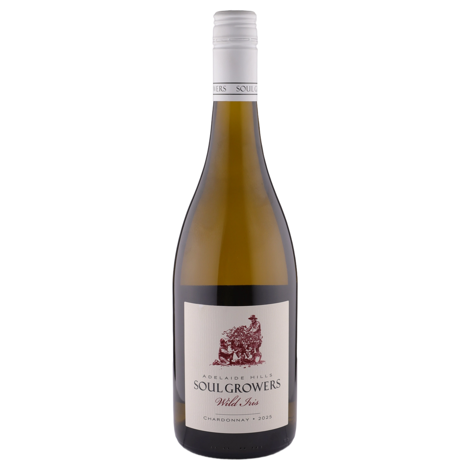 A bottle of Soul Growers Wild Iris Chardonnay 2025 (Mystery) 750ml White Wine