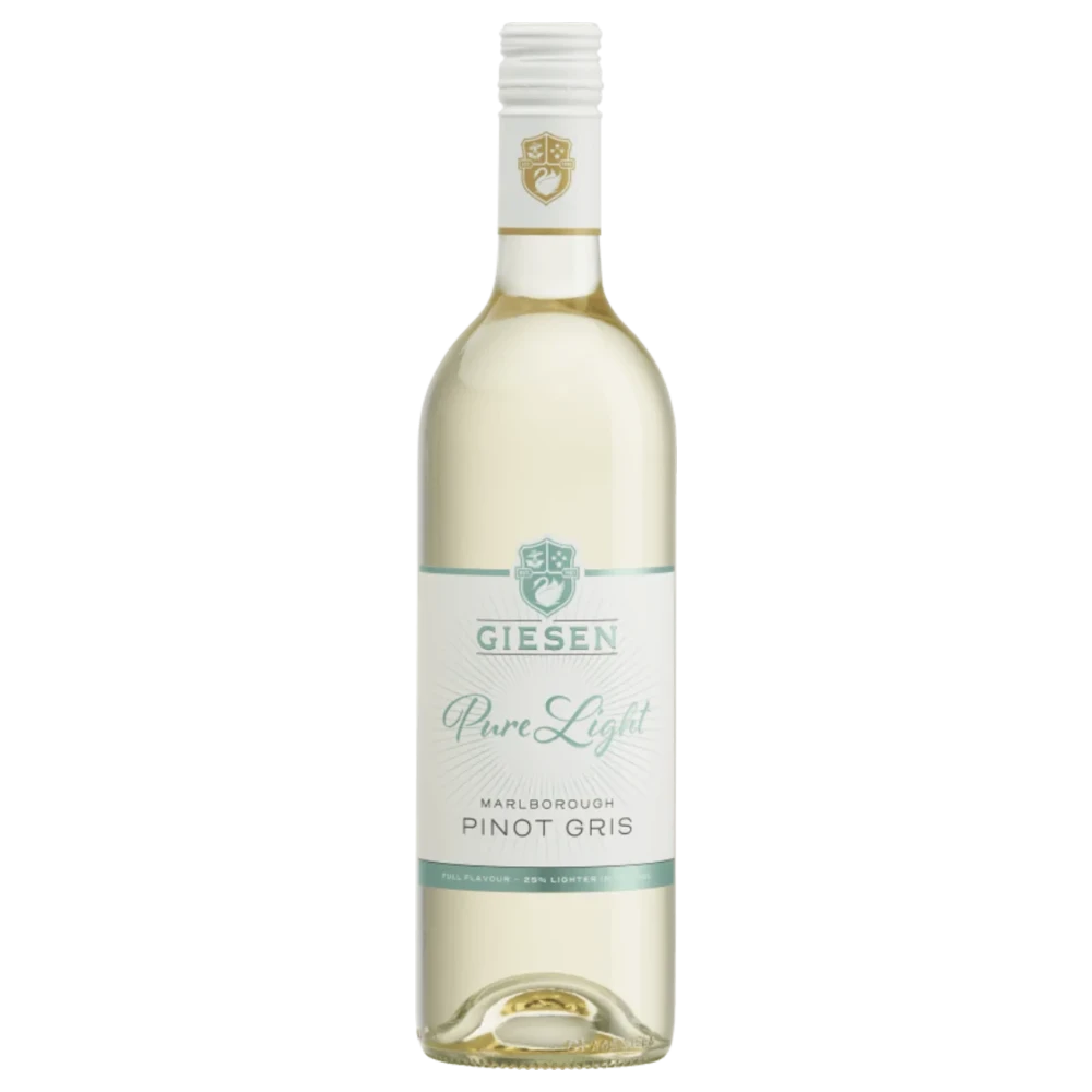 A bottle of Giesen Pure Light Marlborough Pinot Gris  2025 750ml White Wine
