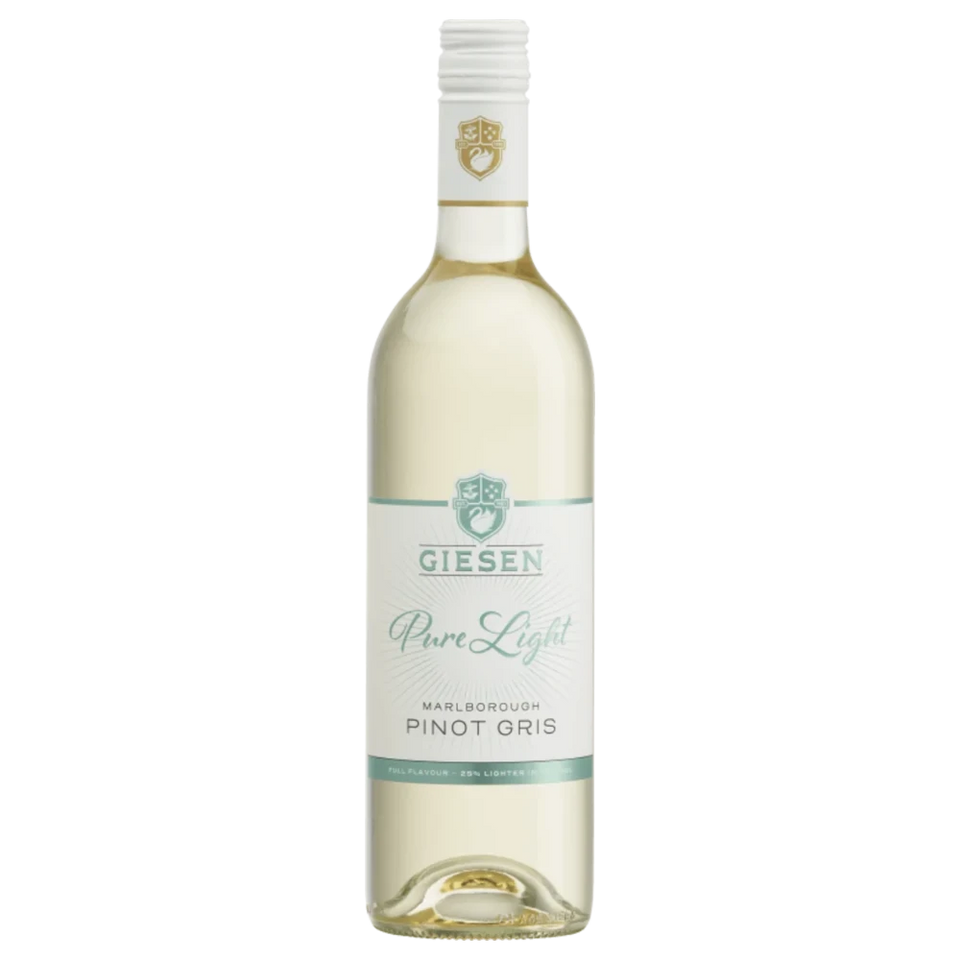 A bottle of Giesen Pure Light Marlborough Pinot Gris  2025 750ml White Wine