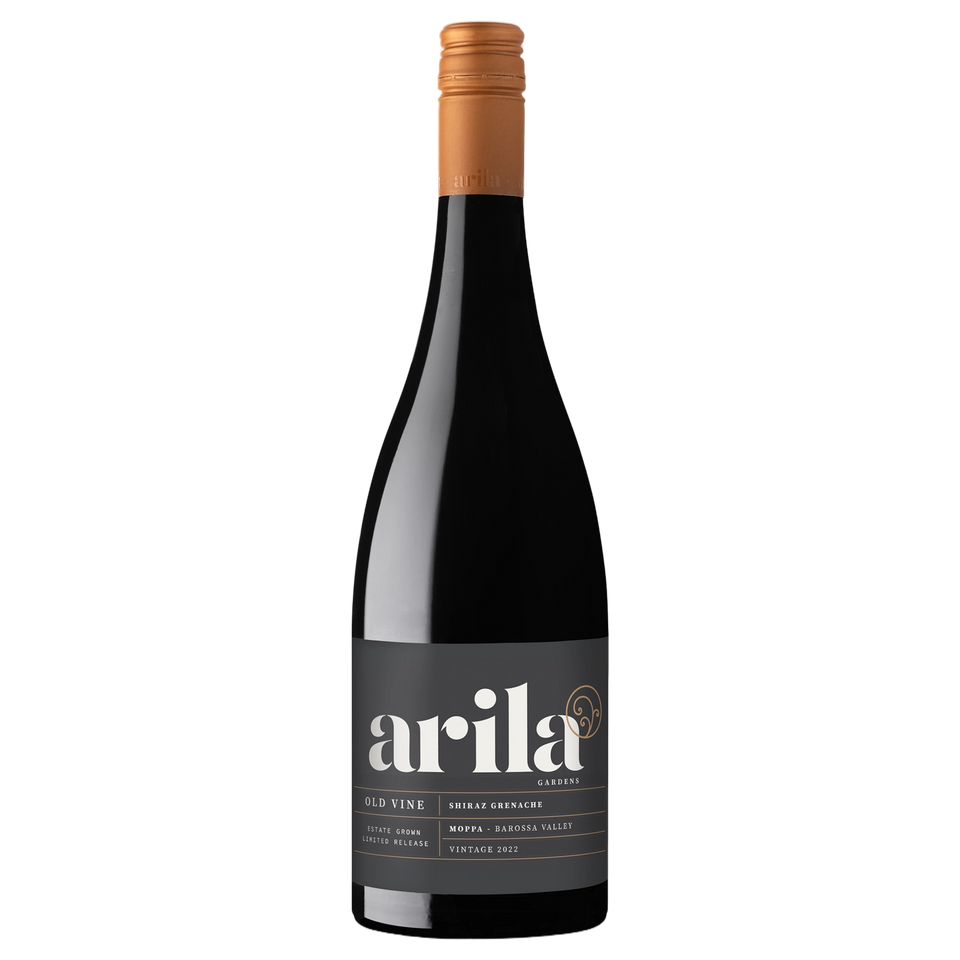 A bottle of Arila Gardens Old Vine Shiraz Grenache 2022 750ml Red Wine