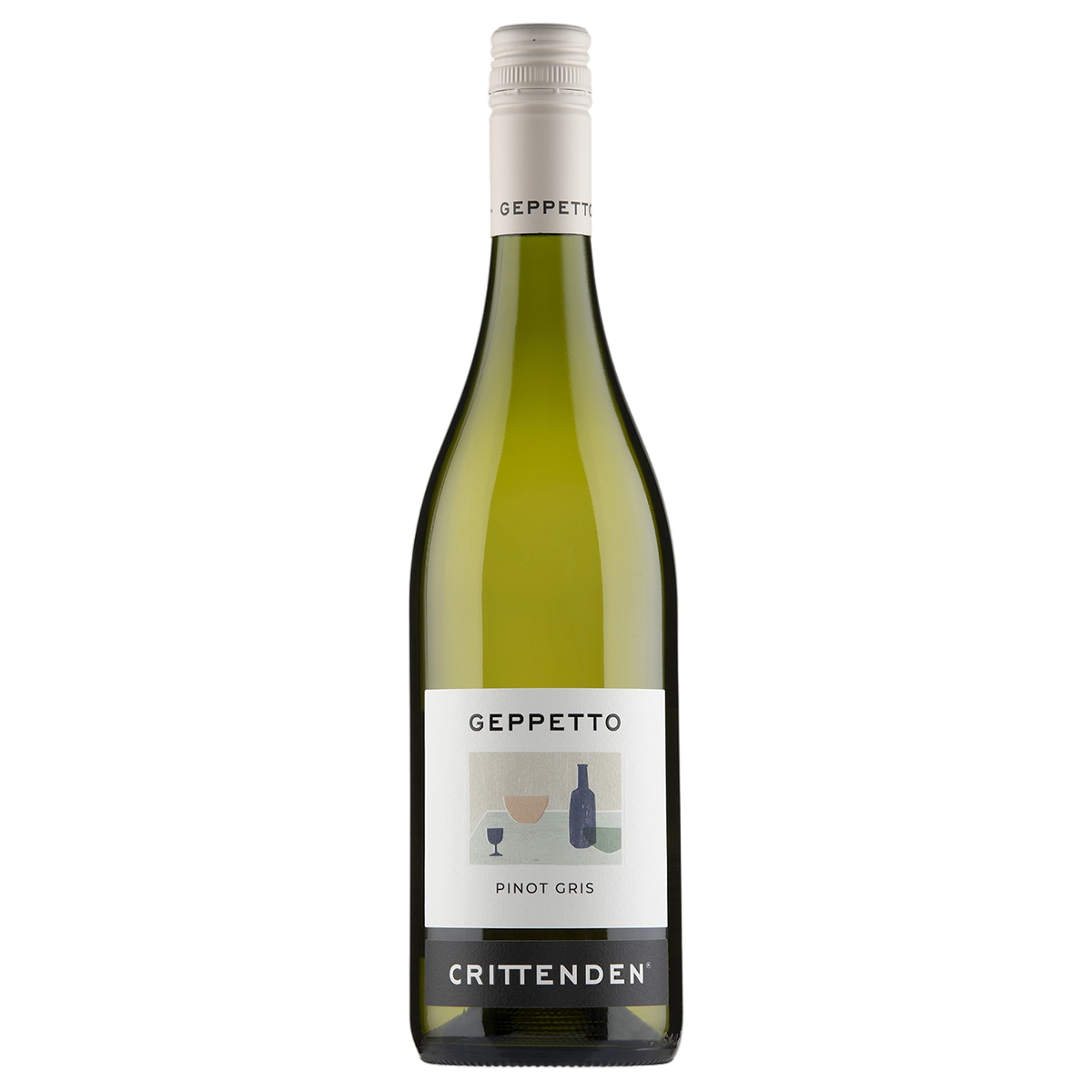 A bottle of Crittenden Geppetto Pinot Gris 2024 750ml White Wine