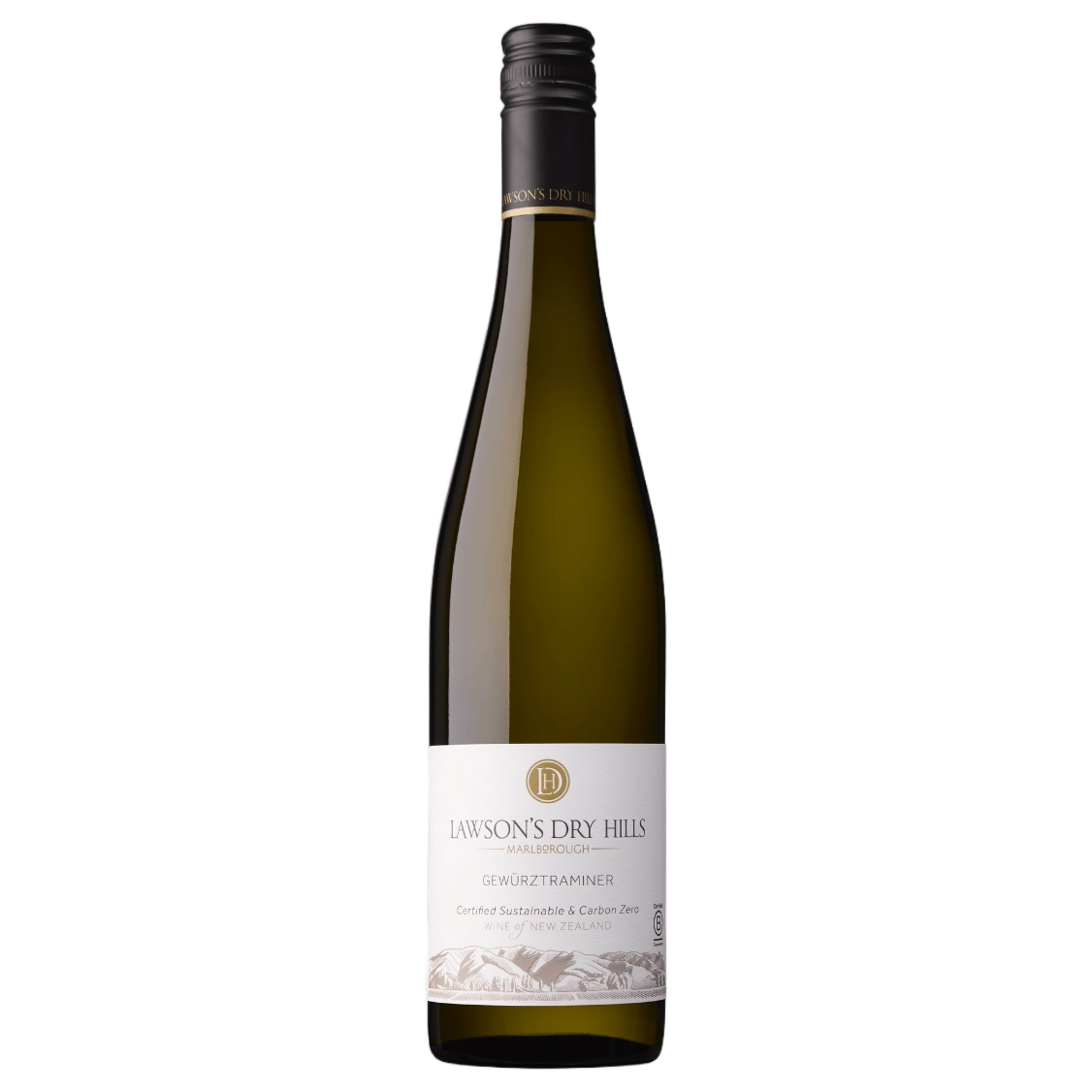 A bottle of Lawson's Dry Hills Estate Gewurztraminer 2020 750ml White Wine
