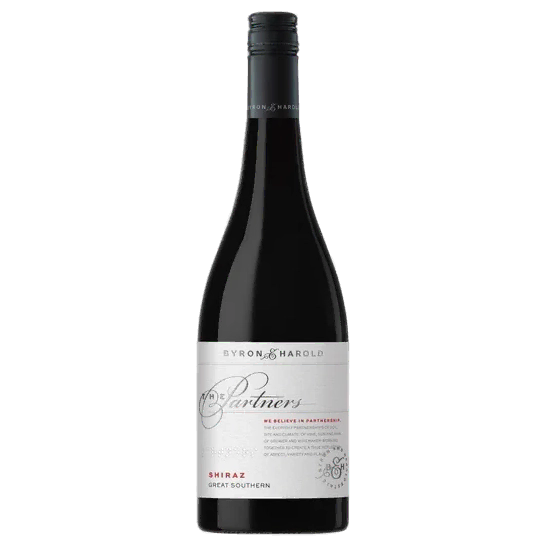 A bottle of Byron & Harold The Partners Shiraz 2017 750ml Red Wine