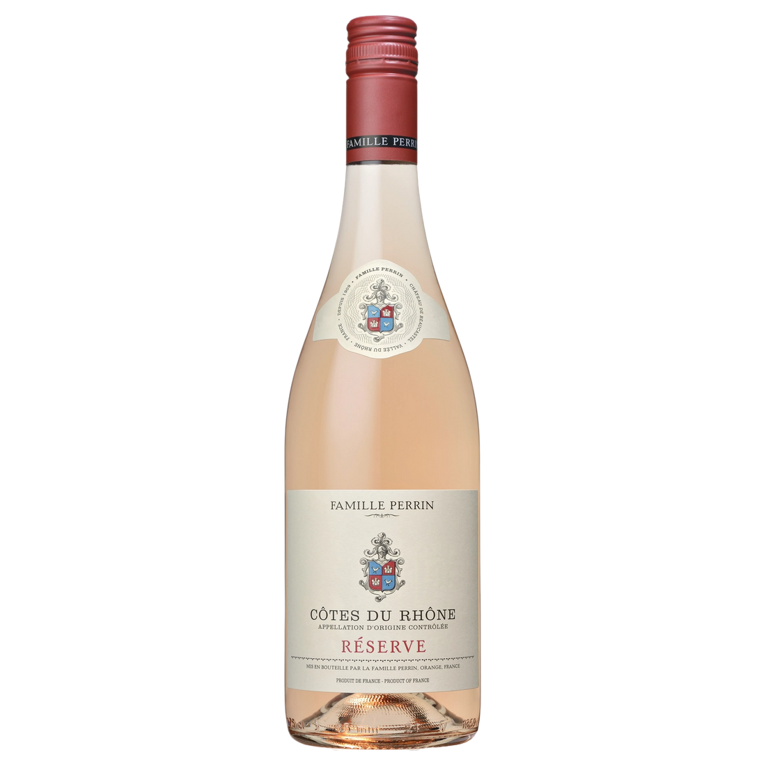 A bottle of Famille Perrin Réserve Côtes du Rhône Rosé 2025 750ml Red Wine