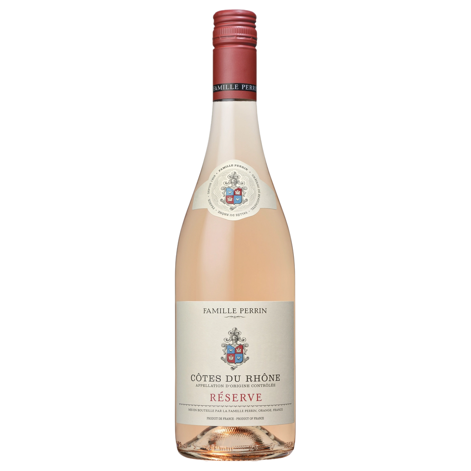 A bottle of Famille Perrin Réserve Côtes du Rhône Rosé 2025 750ml Red Wine
