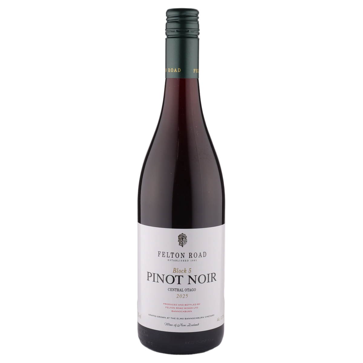 A bottle of Felton Road Block 5 Pinot Noir 2025 750ml Red Wine